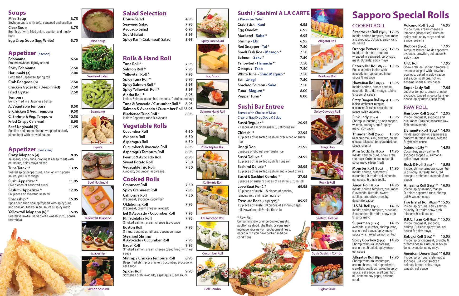 Mikados deals sushi menu